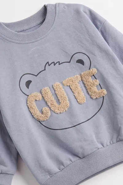 İndigo (3-24 Ay) Cute Nakışlı 2 İp Erkek Bebek Mevsimlik Takım 482180