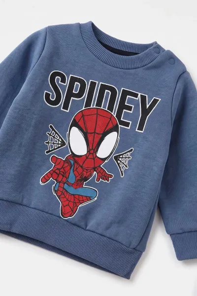 İndigo (3-24 Ay) Spidey Baskılı 3 İp Şardonlu Erkek Bebek Kışlık Takım 497120
