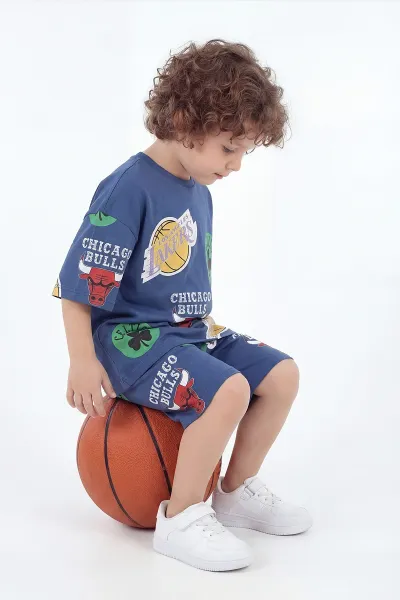 İndigo (3-8 Yaş)Lakers Takım Baskılı Şortlu Erkek Çocuk Takım 445360