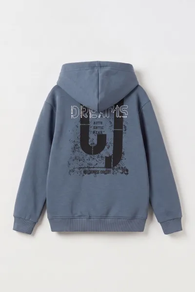 İndigo (4-12 Yaş) Dreams Baskılı Kapüşonlu ve Kanguru Cepli  3 İp Şardonlu Erkek Çocuk Sweatshirt 496868