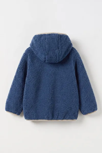 İndigo (1-8 Yaş) Understand Nakışlı Kapüşonlu Kanguru Cepli Yardım Fermuarlı Kuzu Erkek Çocuk Sweatshirt 496324