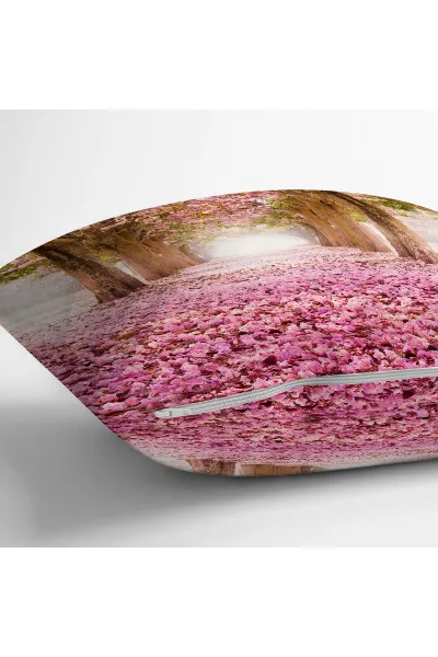Pembe 43x43 Dijital Baskılı Fermuarlı Modern Kırlent Kılıfı 272772