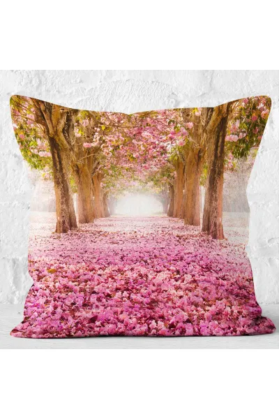 Pembe 43x43 Dijital Baskılı Fermuarlı Modern Kırlent Kılıfı 272772