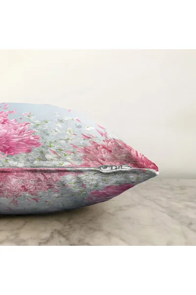 Pembe 43x43 Dijital Baskılı Fermuarlı Modern Kırlent Kılıfı 272876