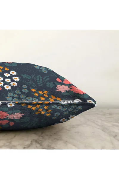 Lacivert 43x43 Dijital Baskılı Fermuarlı Modern Kırlent Kılıfı 272886