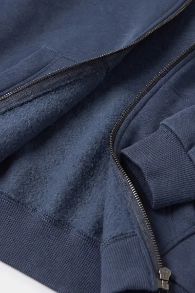 İndigo (5-12 Yaş) Baskısız Fermuarlı Kapüşonlu 3 ip Şardonlu Erkek Çocuk Sweatshirt 483576