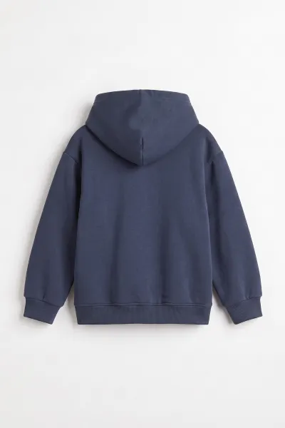 İndigo (5-12 Yaş) Baskısız Kapüşonlu 3 İp Şardonlu Erkek Çocuk Sweatshirt 481763