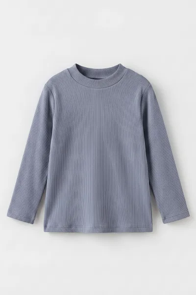 İndigo (5-12 Yaş) Yarım Balıkçı Yaka Kaşkorse Çocuk Body Sweatshirt 495476