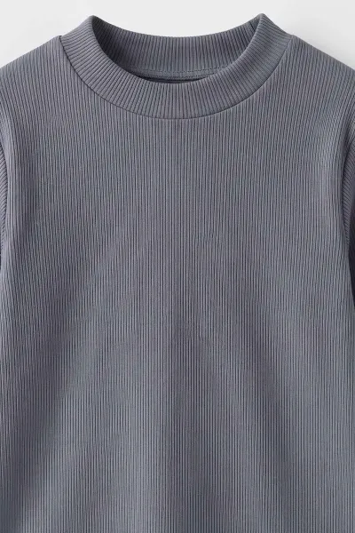 İndigo (5-12 Yaş) Yarım Balıkçı Yaka Kaşkorse Çocuk Body Sweatshirt 495518