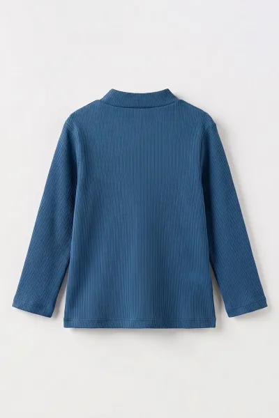 İndigo (5-12 Yaş) Yarım Balıkçı Yaka Kaşkorse Kız Çocuk Body Sweatshirt 493048