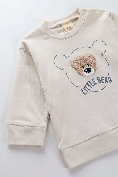İndigo (6-18 Ay)Bear Süzene Nakışlı Çıtçıtlı Çimalı Erkek Bebek Takım 477308
