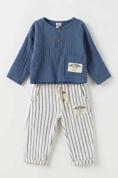indigo-6-24-ay-cep-ustu-etiketli-alt-cizgili-muslin-erkek-bebek-takim-473194
