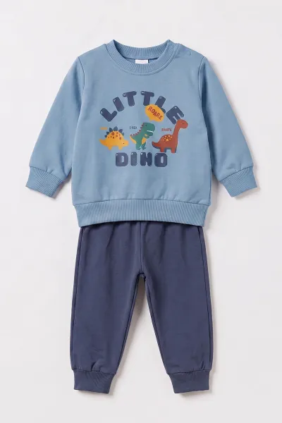 İndigo (6-24 Ay) Dino  Baskılı  2 İp Erkek Bebek Mevsimlik Takım 484013
