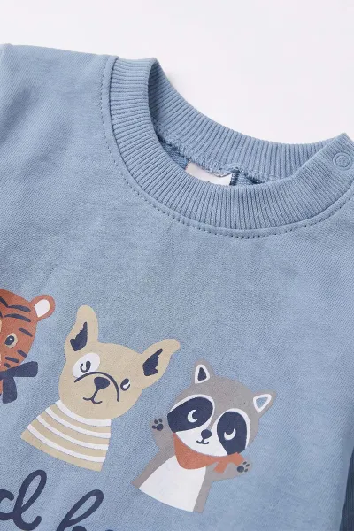 İndigo (6-24 Ay) Good Boy Baskılı  2 İp Erkek Bebek Mevsimlik Takım 484020