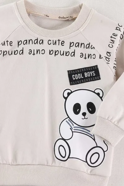 İndigo (6-24 Ay) Panda Baskılı    2 İp Erkek  Bebek Mevsimlik Takım 475971