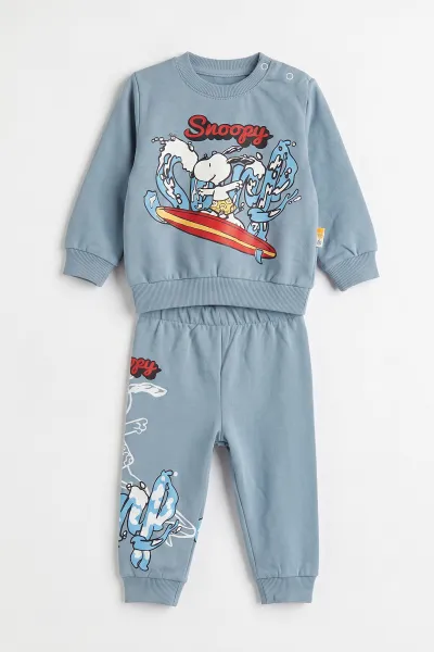 İndigo (6-24 Ay) Snoopy Baskılı 2 İp Erkek Bebek Takım 480132