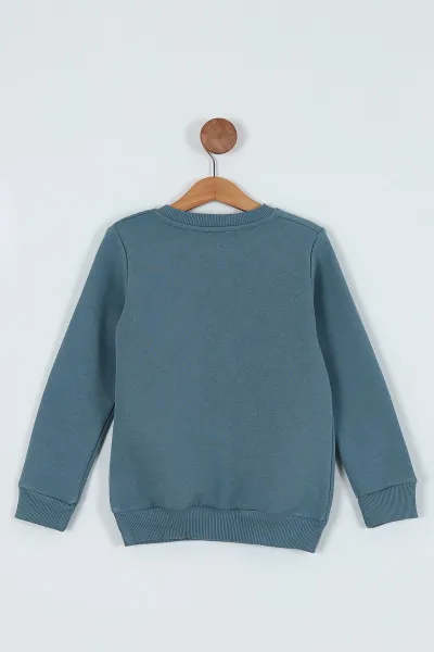 İndigo (7-10 Yaş)  Boy Baskılı Şardonlu Erkek Çocuk Sweatshirt 236222