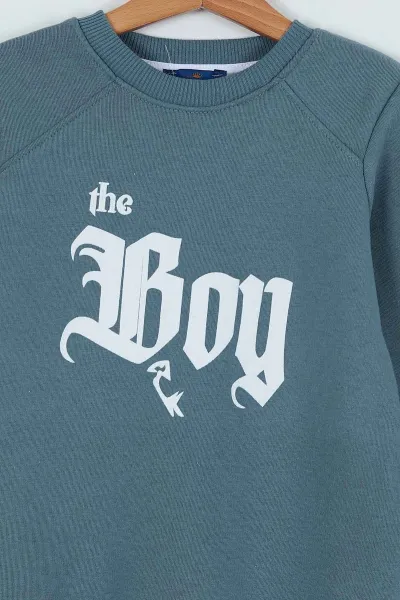 İndigo (7-10 Yaş)  Boy Baskılı Şardonlu Erkek Çocuk Sweatshirt 236222