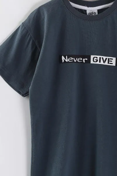 İndigo (7-14 Yaş) Never Give Up Baskılı   Şortlu Süprem Erkek Çocuk Yazlık Takım 446310