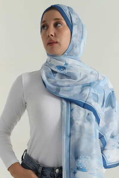İndigo 75x180 Cm Our Fashion Dijital Baskılı Desenli Soft Şal 396823