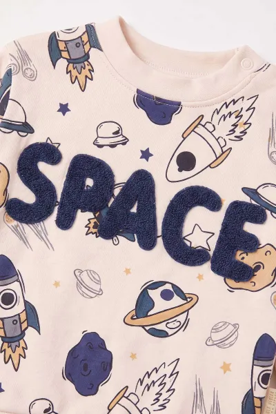 İndigo (9-18 Ay)Space Süzene Nakışlı Erkek Bebek Takım 476293