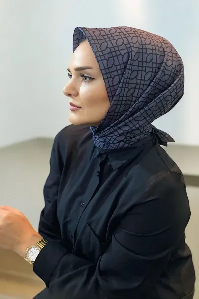İndigo 90x90 Cm Dijital Baskı Koza Desenli Pamuk Eşarp 349478