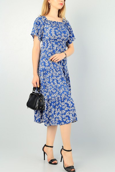 indigo-beli-lastikli-dokuma-elbise-70146