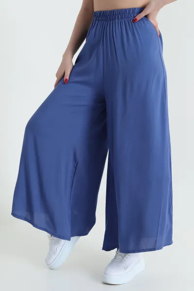 indigo-beli-lastikli-salvar-dokuma-kadin-pantolon-430051