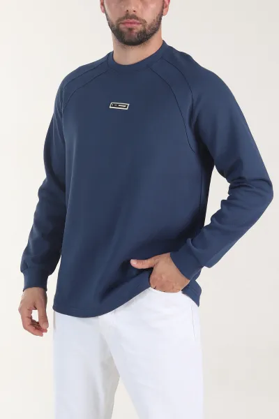 İndigo Bisiklet Yaka Erkek Sweatshirt 406592