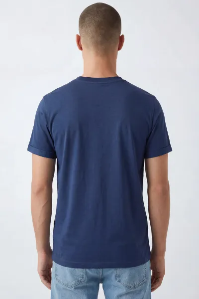 İndigo Bisiklet Yaka Etiket Detay Erkek Tişört 435422