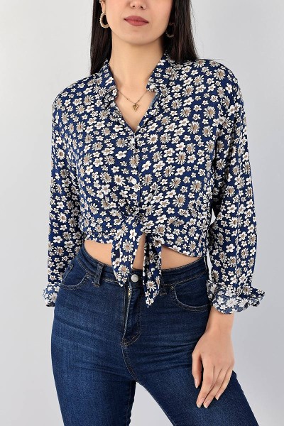 indigo-cicek-desenli-dokuma-gomlek-99024