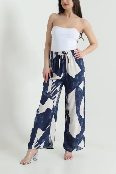 indigo-desenli-dokuma-kadin-pantolon-456399
