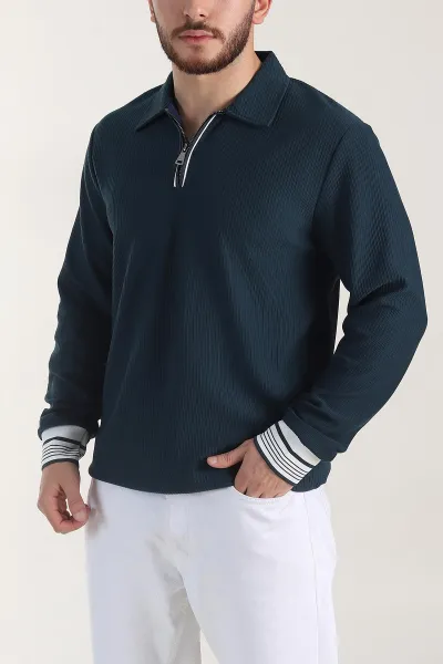 indigo-fitilli-yarim-fermuarli-dik-yaka-erkek-sweatshirt-404810