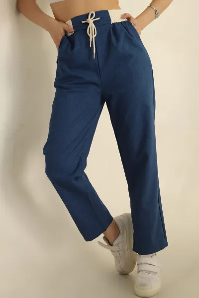 indigo-gipe-lastikli-dokuma-pantolon-254041
