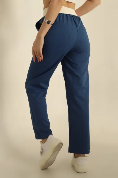 İndigo Gipe Lastikli Dokuma Pantolon 254041