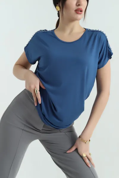 İndigo İncili Dantelli Çilek Bluz 334552