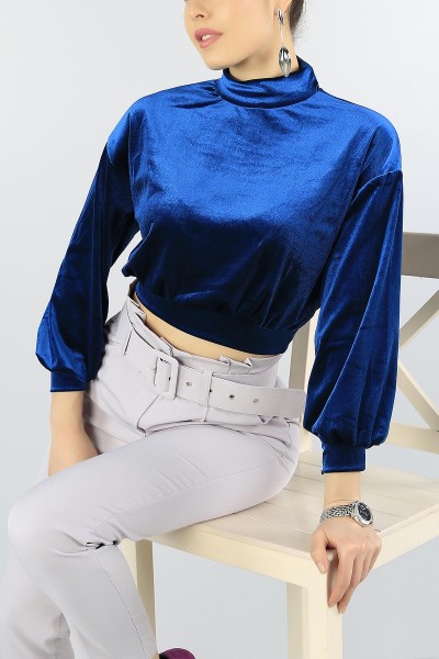 indigo-kadife-bluz-55261
