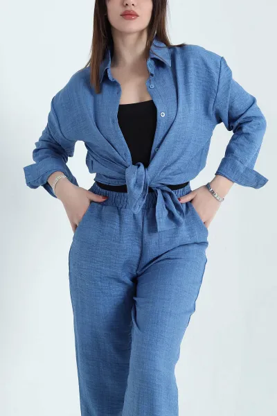 indigo-keten-gomlek-pantolon-ikili-takim-338199