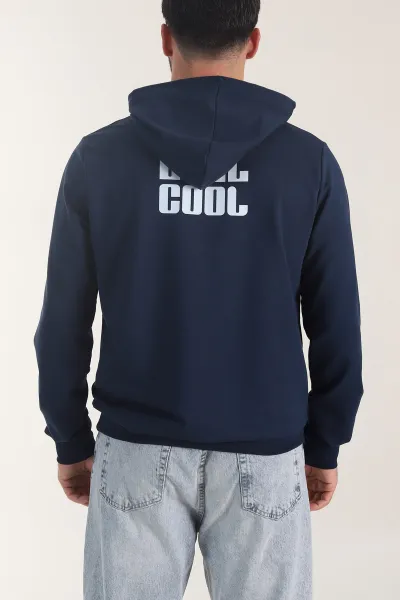 İndigo Kompak Kumaş Baskılı Cepli Erkek Sweatshirt 405617