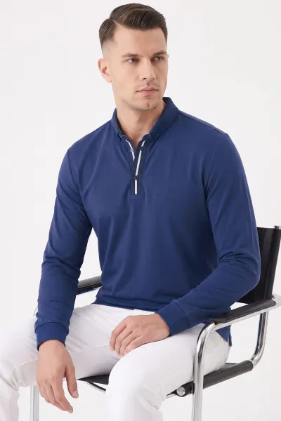 İndigo Mavi Düğmeli Oysho Kumaş Erkek Sweatshirt 482870