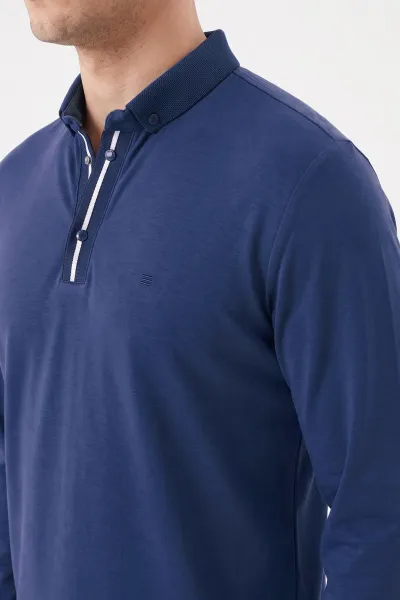 İndigo Mavi Düğmeli Oysho Kumaş Erkek Sweatshirt 482870