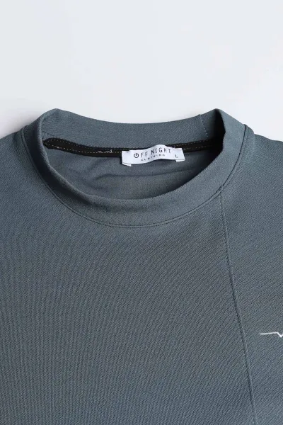 İndigo Nakış Detaylı Bisiklet Yaka Erkek Sweatshirt 396258