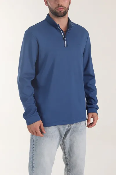 İndigo Oysho Kumaş Düğmeli Polo Yaka Erkek Sweatshirt 406025