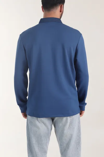İndigo Oysho Kumaş Düğmeli Polo Yaka Erkek Sweatshirt 406025