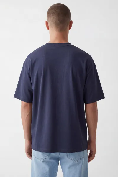 İndigo Oysho Kumaş Oversize Bisiklet Yaka Erkek Tişört 442746