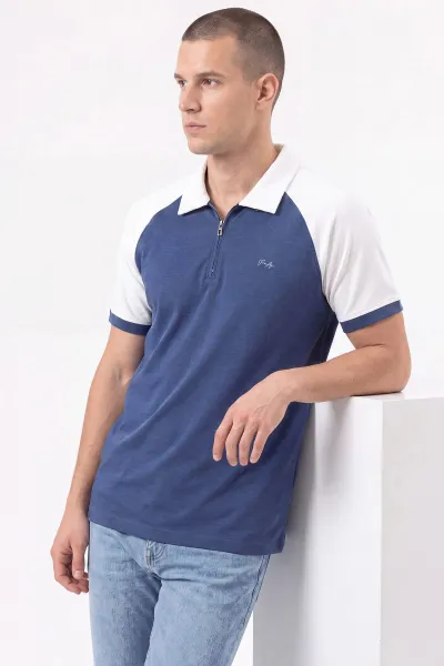 İndigo Oysho Kumaş Yarım Fermuarlı Polo Yaka Erkek Tişört 471693