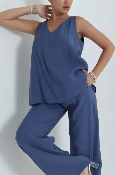 İndigo Pantolon Bluz Modal Kadın İkili Takım 378956