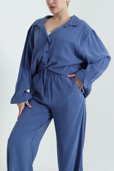 İndigo Pantolon Gömlek Modal Kadın İkili Takım 433957