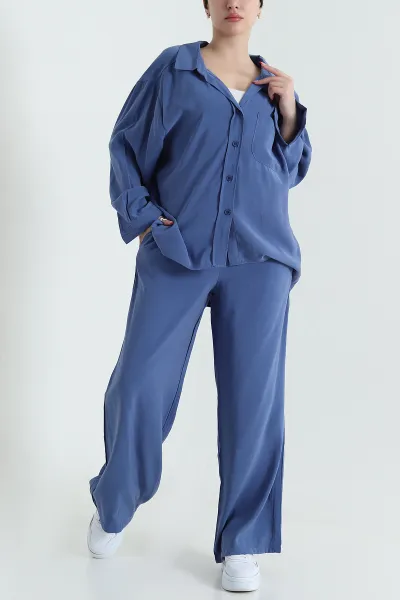 İndigo Pantolon Gömlek Modal Kadın İkili Takım 433957