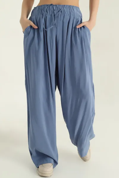 İndigo Pile Detay Modal Kumaş Kadın Pantolon 357378